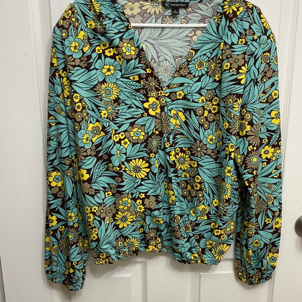 INC retro floral blouse size XL